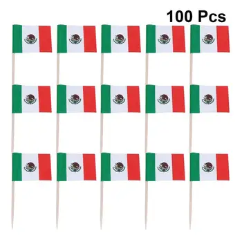 100pcs México Pau da Bandeira Mexicana Canadá Brasil Cocktail Pega a Parte Decorativa Bolo Topper Feliz aniversário espanhol decoração