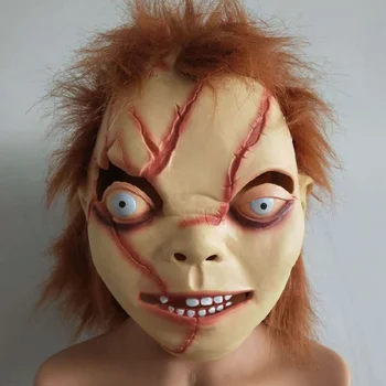 Chucky Máscara De Cosplay Assustador Mascara De Halloween Terror Máscara De Látex Realista Chucky Boneca Máscaras De Horror