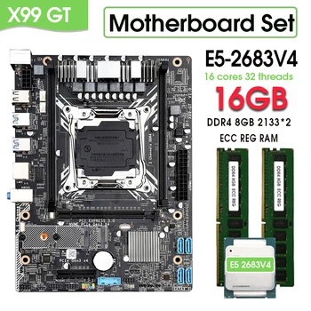 X99 GT placa-Mãe LGA2011-3 Kit Xeon E5 2683 V4 8GB*2=16GB 2133MHz Suporte de Memória DDR4 E5 V3V4 CPU WIFI M. 2 placa mae x99 conjunto